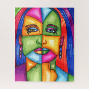 Lady Of The Stars Abstract Woman Original art Jigsaw Puzzle