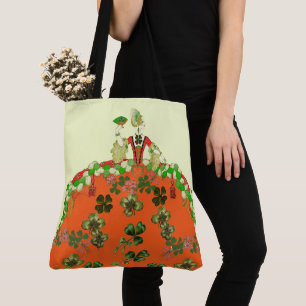 LADY ORANGE AND SHAMROCKS St. Patricks Day Party Tote Bag