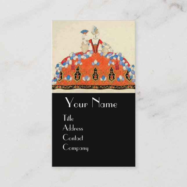 LADY ORANGE FASHION COSTUME DESIGNER MAKEUP ARTIST BUSINESS CARD (Front)