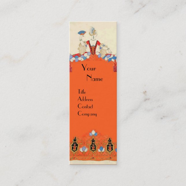 LADY ORANGE FASHION COSTUME DESIGNER MAKEUP ARTIST MINI BUSINESS CARD (Front)