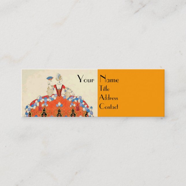 LADY ORANGE FASHION COSTUME DESIGNER MAKEUP ARTIST MINI BUSINESS CARD (Front)