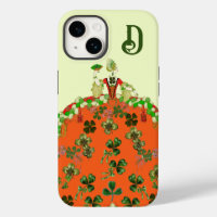LADY ORANGE,SHAMROCKS St. Patricks Day Monogram Ca
