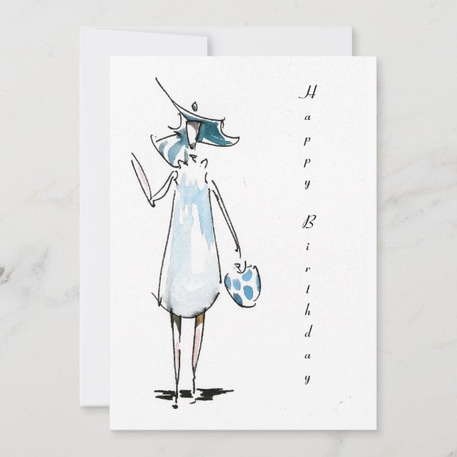 Lady out to Lunch Happy Birthday Card (Front)