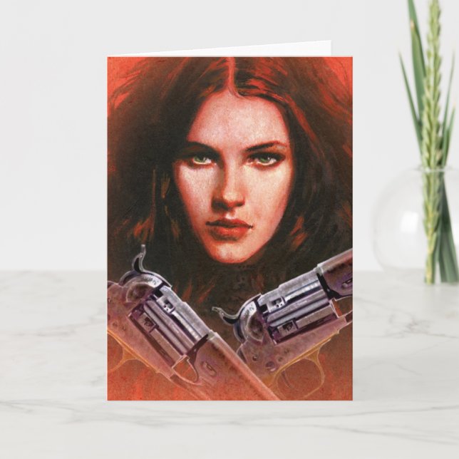 Lady Outlaw Greetings Card (Front)