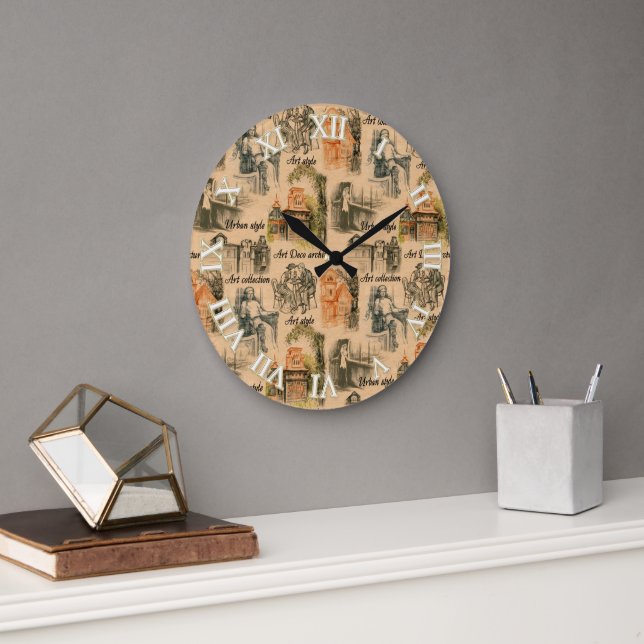Lady pencil graphics on craft large clock (Office)