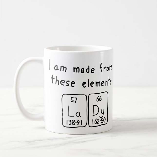 Lady periodic table name mug (Left)