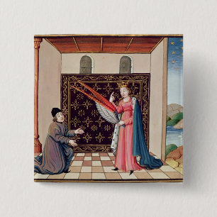 Lady Philosophy offers to Boethius wings 15 Cm Square Badge