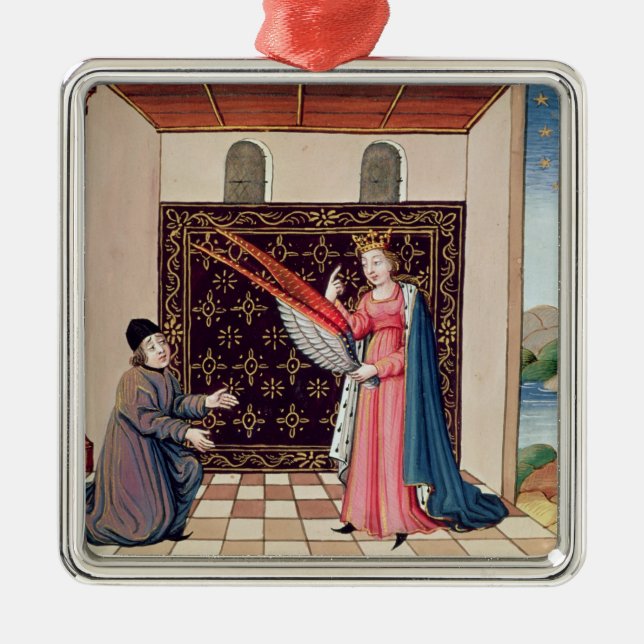 Lady Philosophy offers to Boethius  wings Metal Tree Decoration (Front)