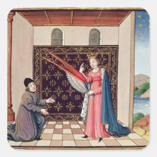 Lady Philosophy offers to Boethius  wings Square Sticker