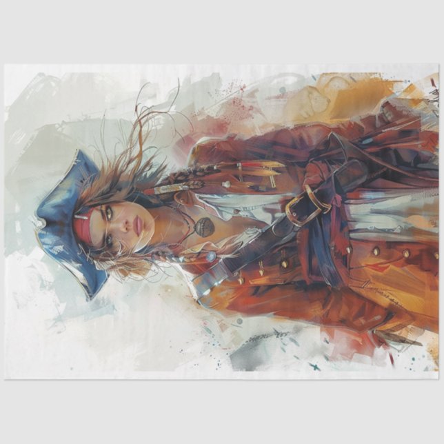 Lady Pirate Decoupage Tissue Paper (Front)