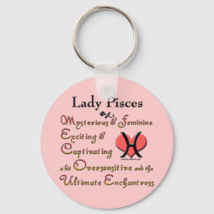 Lady Pisces Zodiac Pink Key Ring