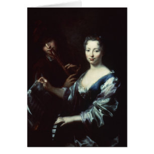 Lady playing a spinet and a flautist