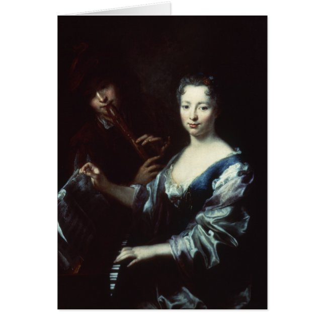 Lady playing a spinet and a flautist (Front)
