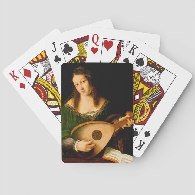 Lady Playing Lute Fine Art Renaissance Painting Cards (Back)