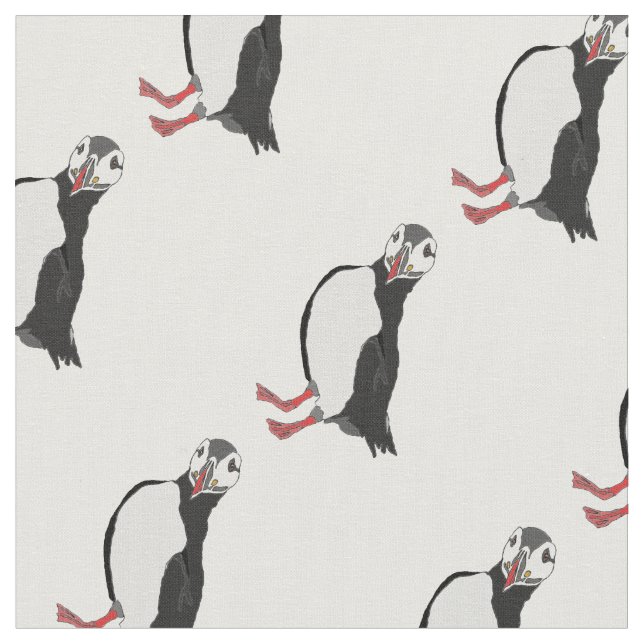 Lady Puffin Fabric (Close Up)