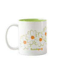 Lady Pug Mug (White&Green Flowers)