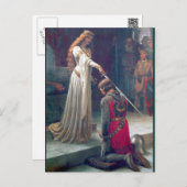 Lady queen knighting knight antique painting postcard (Front/Back)