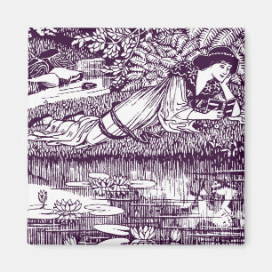 Lady Reading beside a pond Magnet