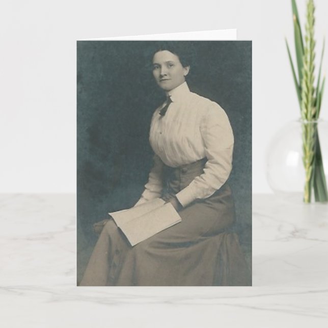 lady reading book greeting card (Front)