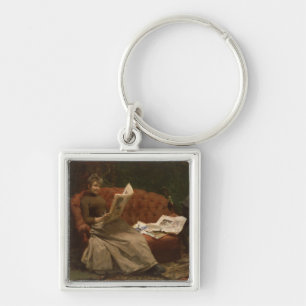 Lady Reading Key Ring