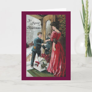 Lady Receives Christmas Delivery Holiday Card