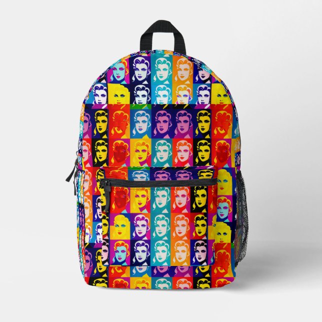 Lady Retro Look Printed Backpack (Front)