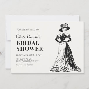 Lady Retro Vintage elegant dress bridal shower Invitation