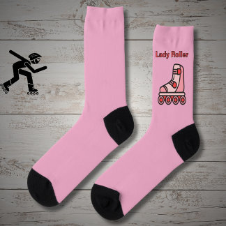 Lady Roller, pink inline skate on pink Socks