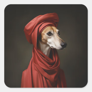 Lady Saluki Dog Square Sticker
