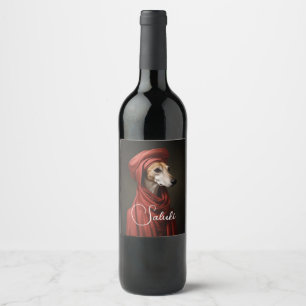 Lady Saluki Dog Wine Label