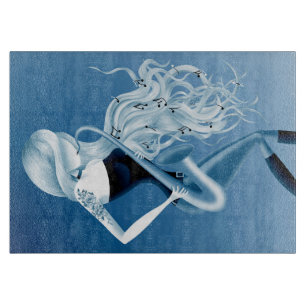Lady Saxophone Musician  11x8 Chopping Board