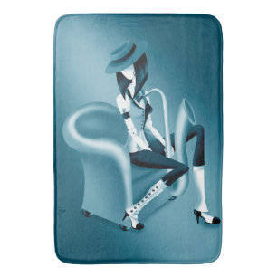 Lady Saxophonist - Jazz-Inspired Bath Mat