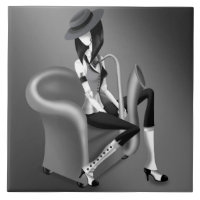 Lady Saxophonist - Jazz-Inspired Decorative Tile