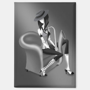 Lady Saxophonist - Jazz-Inspired Fridge Magnet
