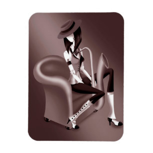 Lady Saxophonist - Jazz-Inspired Fridge Magnet