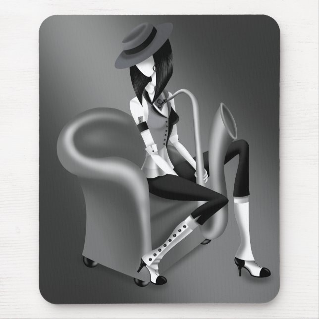 Lady Saxophonist - Jazz-Inspired Mousemat  (Front)