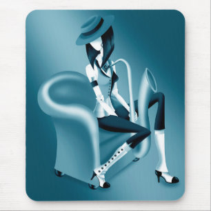 Lady Saxophonist - Jazz-Inspired Mousemat
