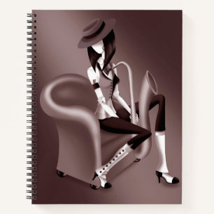 Lady Saxophonist - Jazz-Inspired Notebook