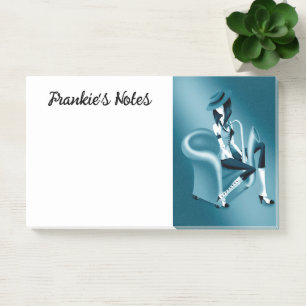 Lady Saxophonist - Jazz-Inspired Post-It Notes