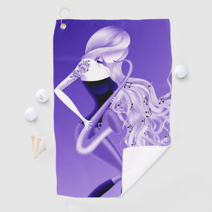Lady Saxophonist Musician  Golf Towel