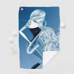 Lady Saxophonist Musician Golf Towel