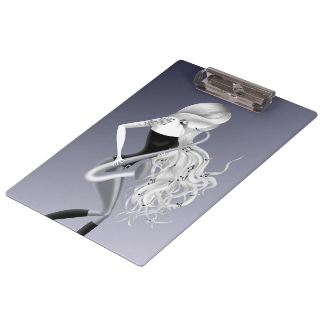 Lady Saxophonist Musician Gray  Clipboard (Angled)