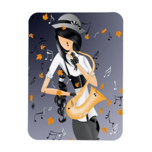 Lady Saxophonist Musician Magnet