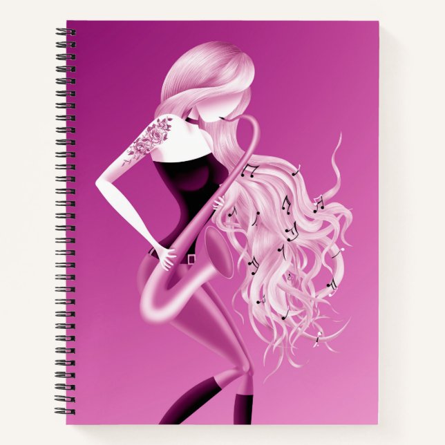 Lady Saxophonist Musician   Notebook (Front)