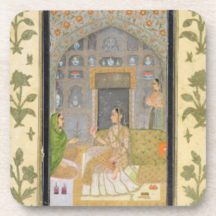 Lady seated in a Pavilion with attendants, from th Coaster