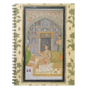 Lady seated in a Pavilion with attendants, from th Notebook