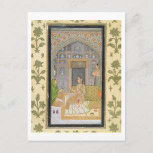 Lady seated in a Pavilion with attendants, from th Postcard