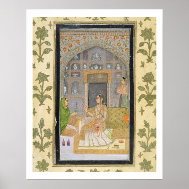 Lady seated in a Pavilion with attendants, from th Poster (Front)