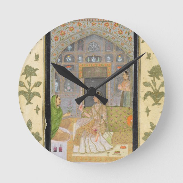 Lady seated in a Pavilion with attendants, from th Round Clock (Front)