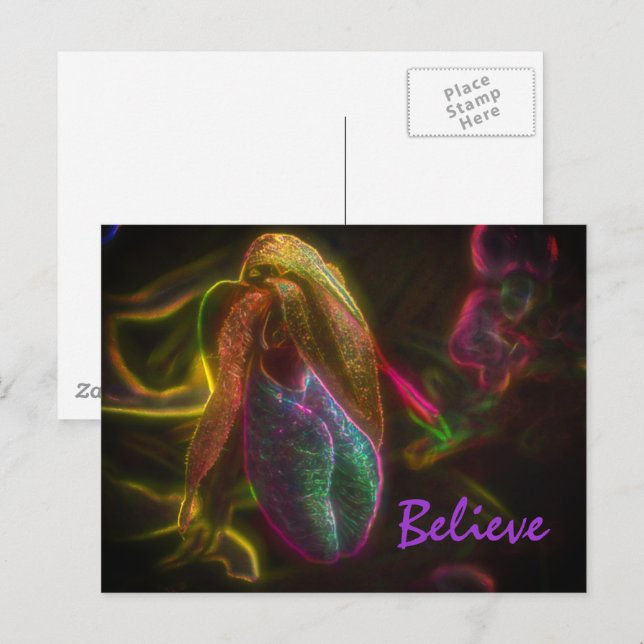 Lady Slipper Believe Inspirational Words Postcard (Front/Back)